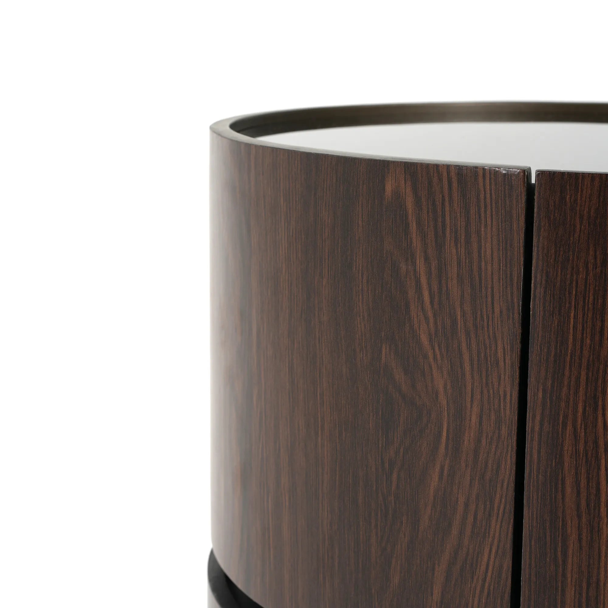 Walnut Round Side Table with Double-Layer Storage