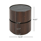 Walnut Round Side Table with Double-Layer Storage