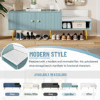 Modern Shoe Storage Entryway Bench with Upholstered Cushion
