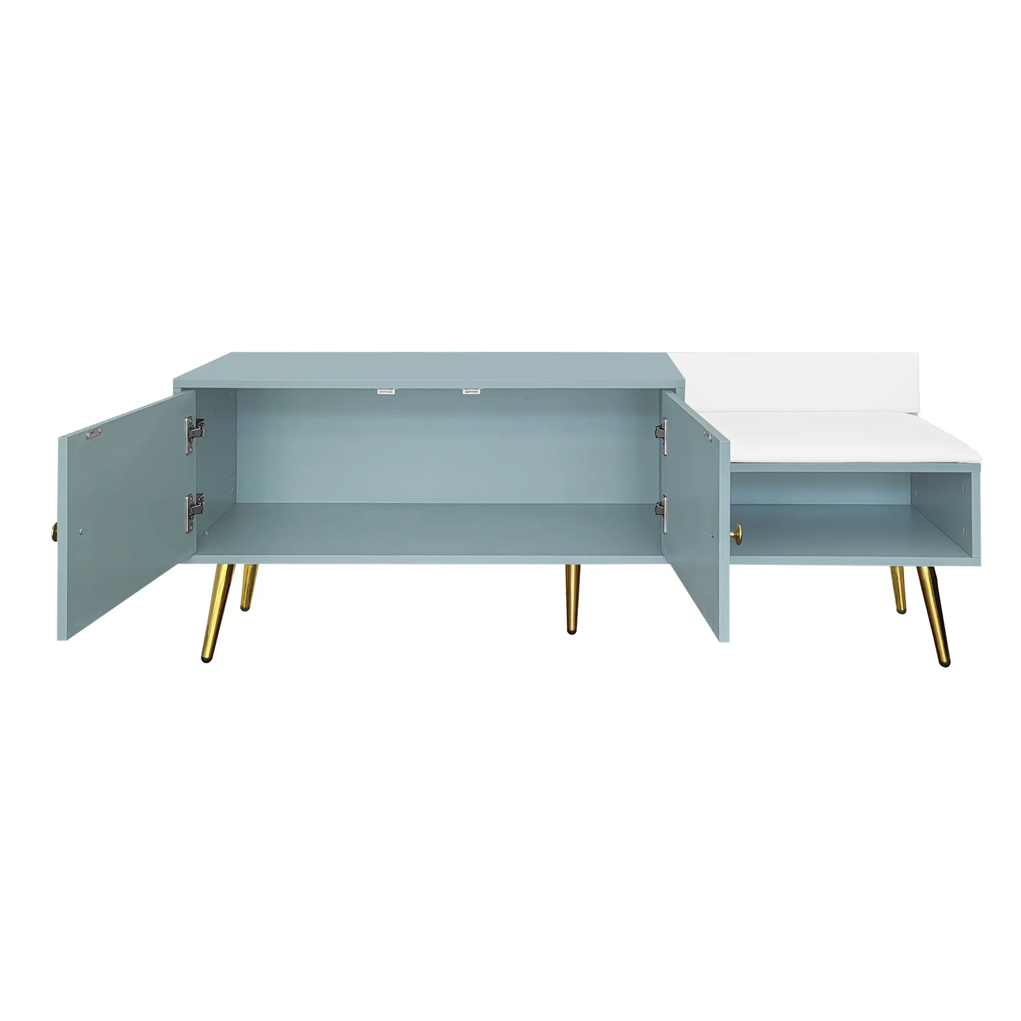 Modern Shoe Storage Entryway Bench with Upholstered Cushion