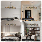 Modern Sputnik 8 Light Black and Gold Metal Chandelier with Mesh Shades