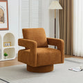 Modern Square Boucle Swivel Accent Chair with Open Back