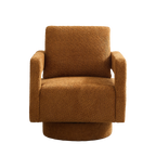Modern Square Boucle Swivel Accent Chair with Open Back