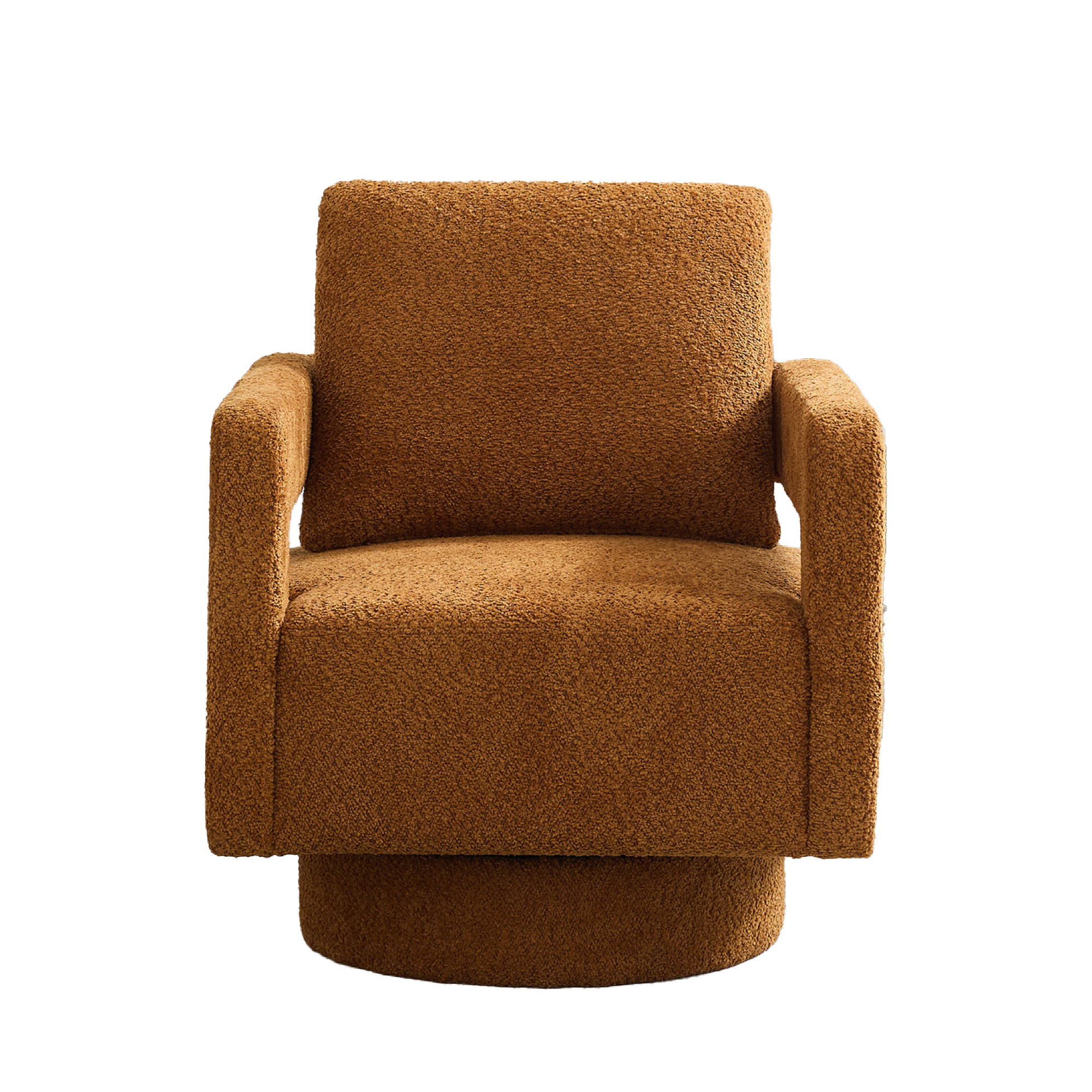 Modern Square Boucle Swivel Accent Chair with Open Back
