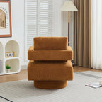 Modern Square Boucle Swivel Accent Chair with Open Back