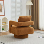 Modern Square Boucle Swivel Accent Chair with Open Back