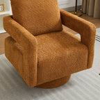 Modern Square Boucle Swivel Accent Chair with Open Back