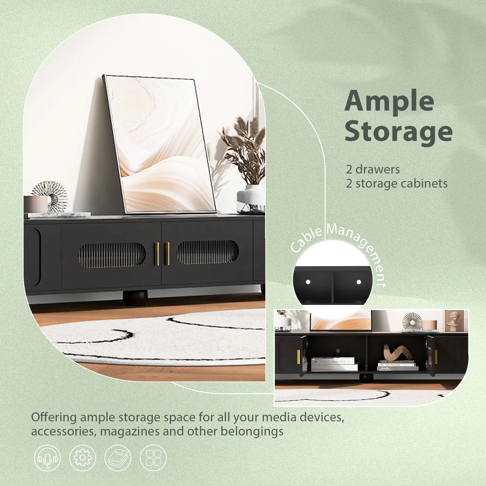 Modern TV Stand Media Console for TVs up to 80 Inches