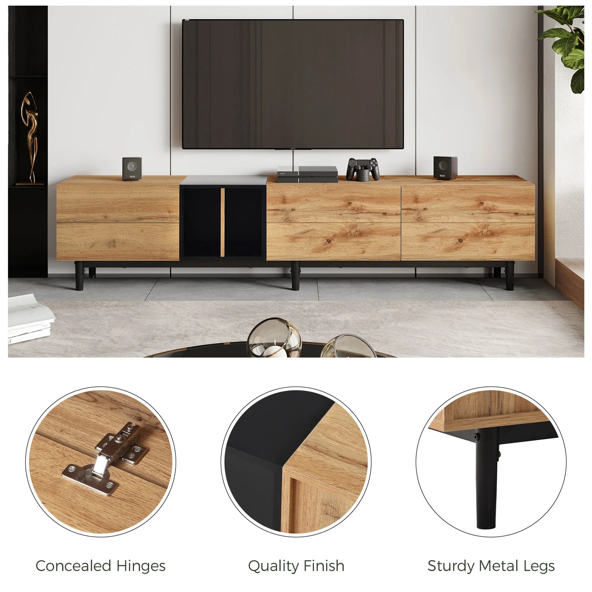 Modern TV Stand Media Console with Large Storage