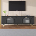 Modern TV Stand with Arch Fluted Glass Doors