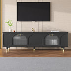 Modern TV Stand with Arch Fluted Glass Doors