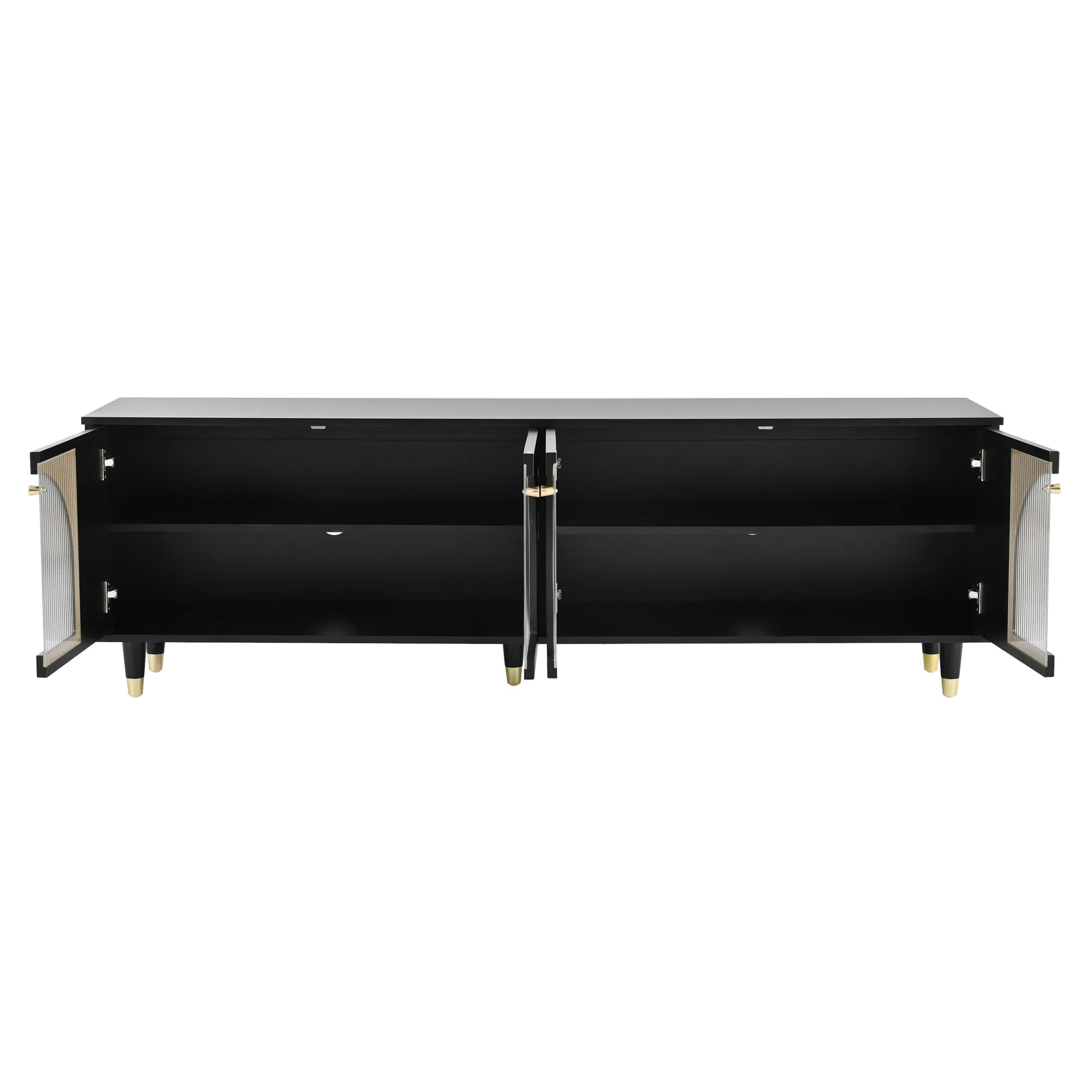 Modern TV Stand with Arch Fluted Glass Doors