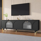 Modern TV Stand with Arch Fluted Glass Doors