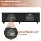 Modern TV Stand with Arch Fluted Glass Doors