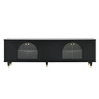 Modern TV Stand with Arch Fluted Glass Doors