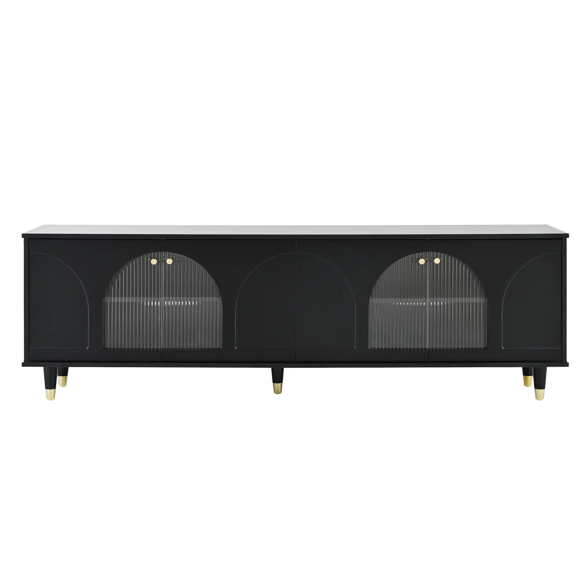 Modern TV Stand with Arch Fluted Glass Doors