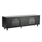 Modern TV Stand with Arch Fluted Glass Doors