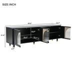 Modern TV Stand with Arch Fluted Glass Doors