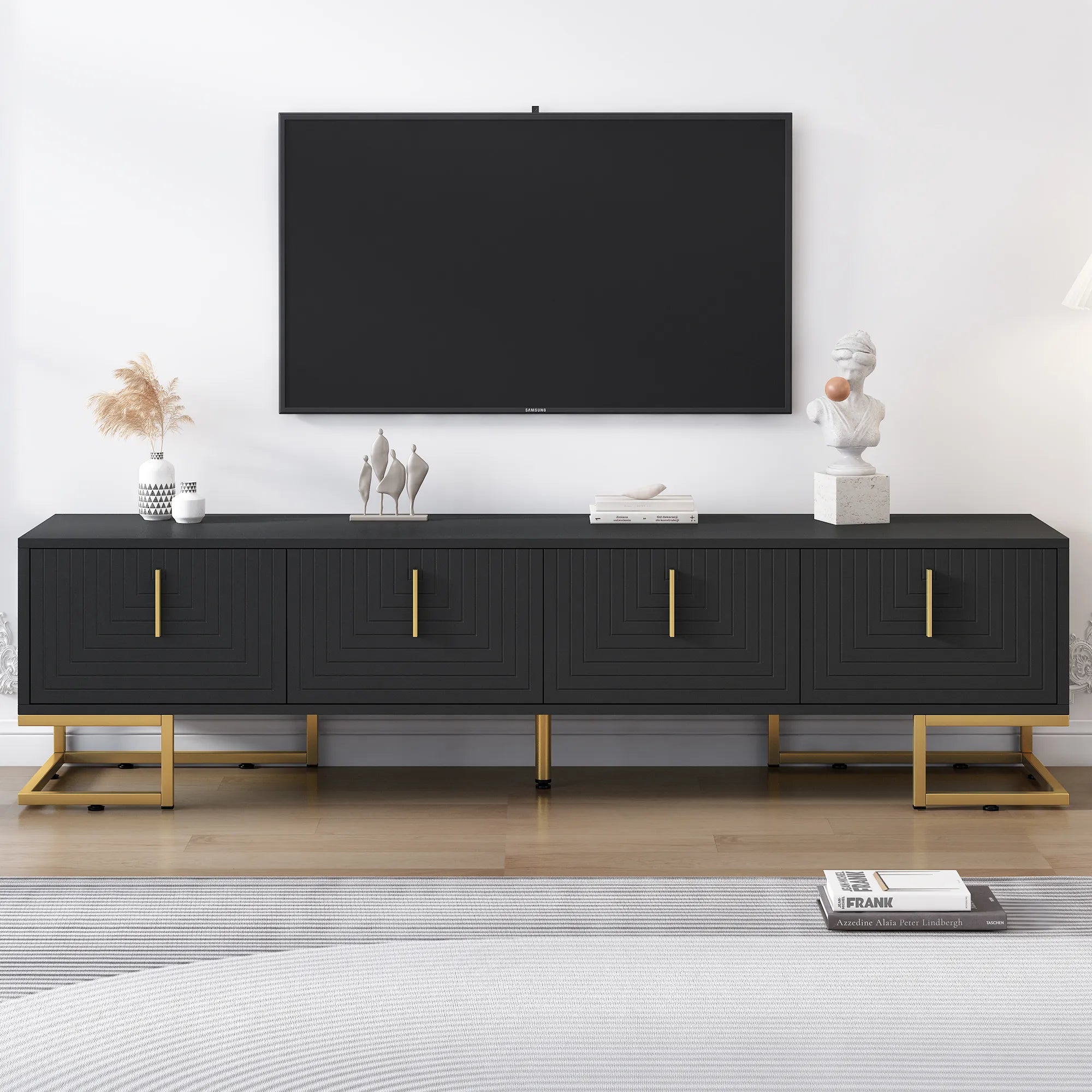 Modern TV Stand with Geometric Lines