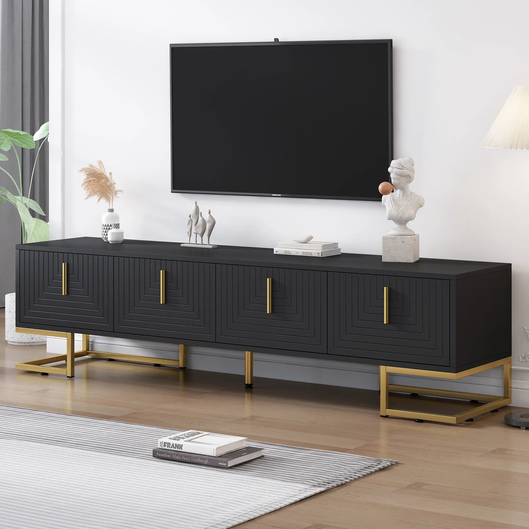 Modern TV Stand with Geometric Lines