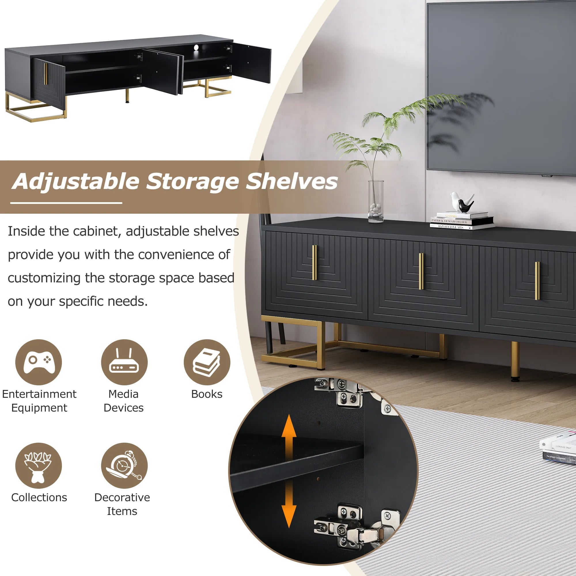 Modern TV Stand with Geometric Lines