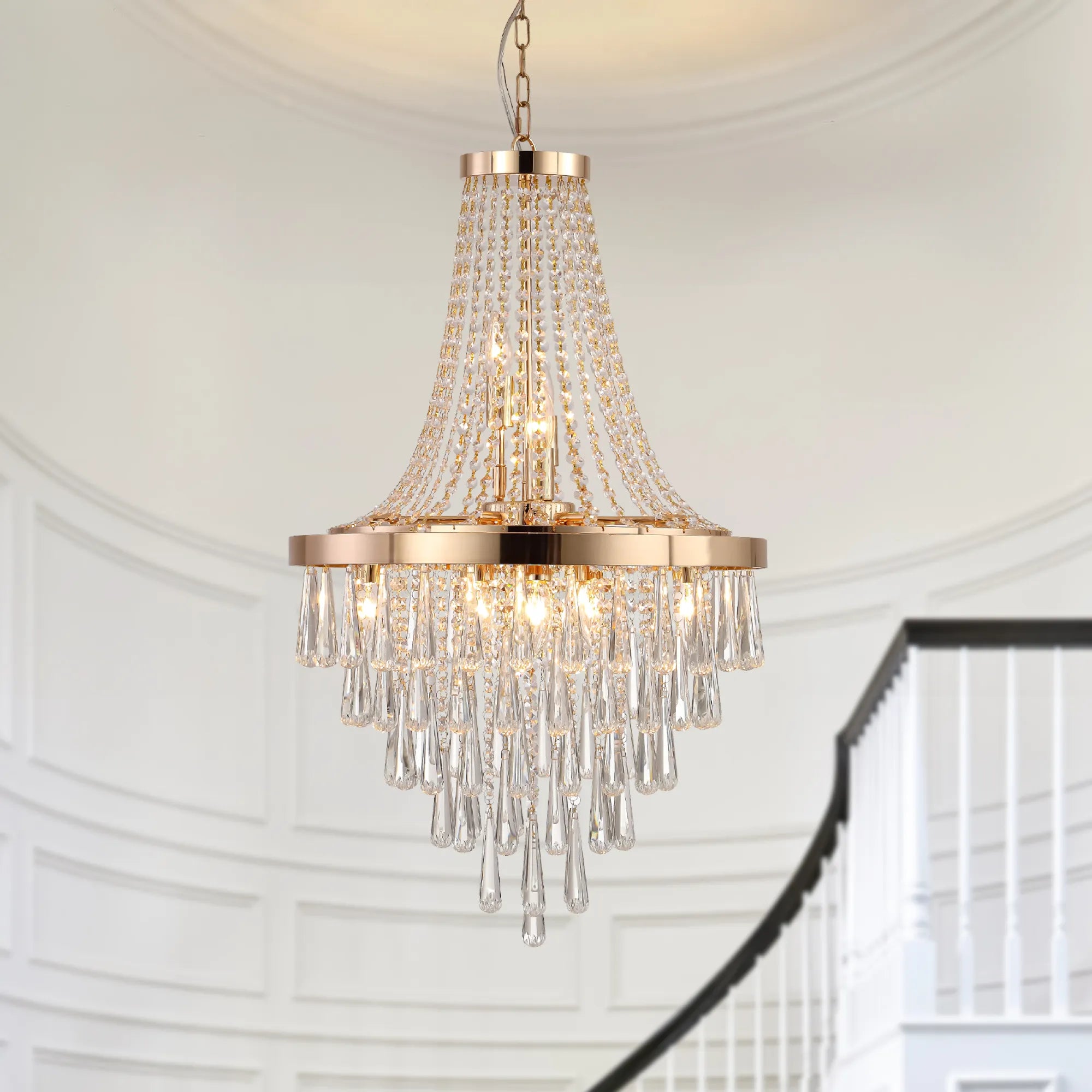 Modern Tiered Crystal Chandelier