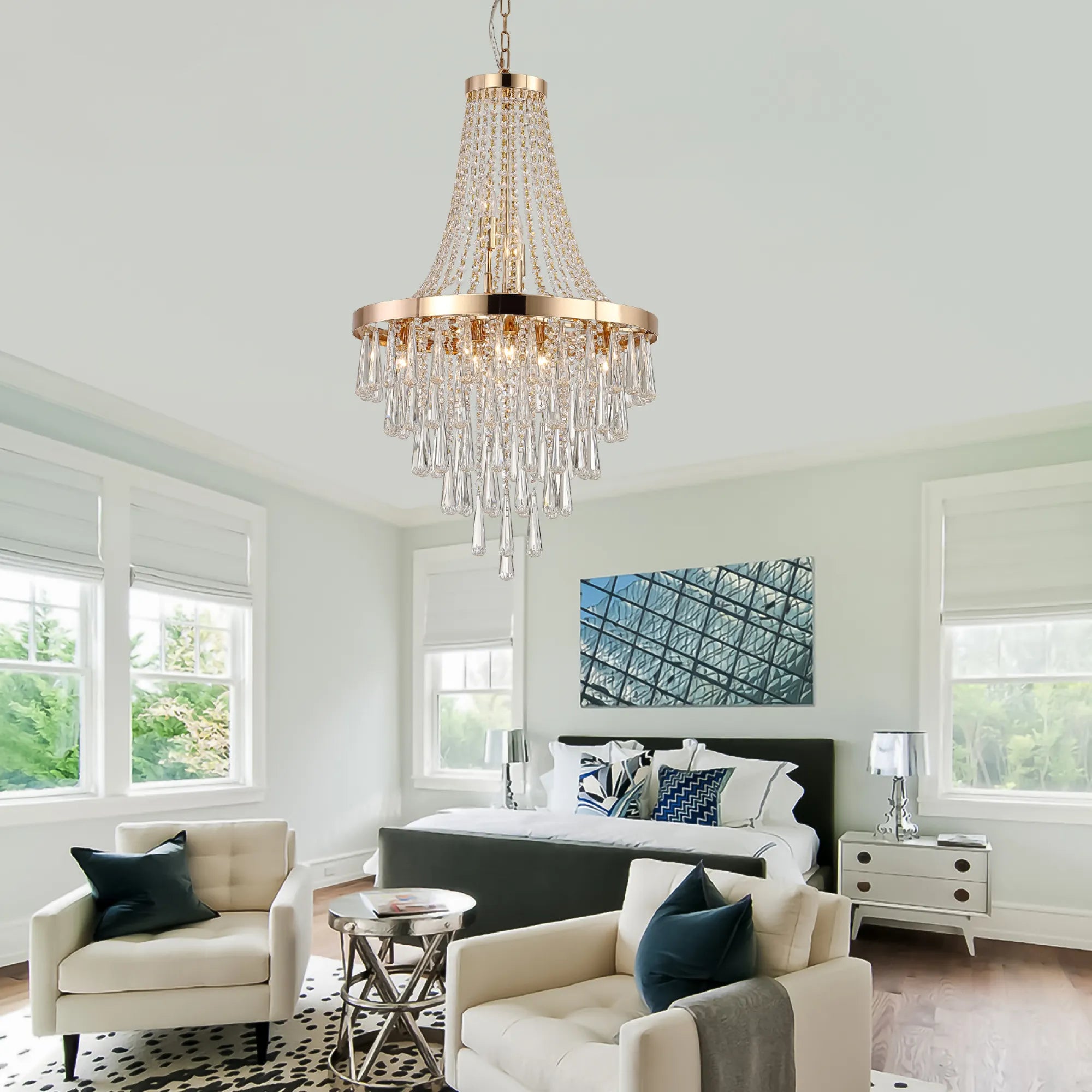 Modern Tiered Crystal Chandelier