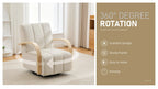 Modern Velvet 360° Swivel Accent Chair with Wood Armrests