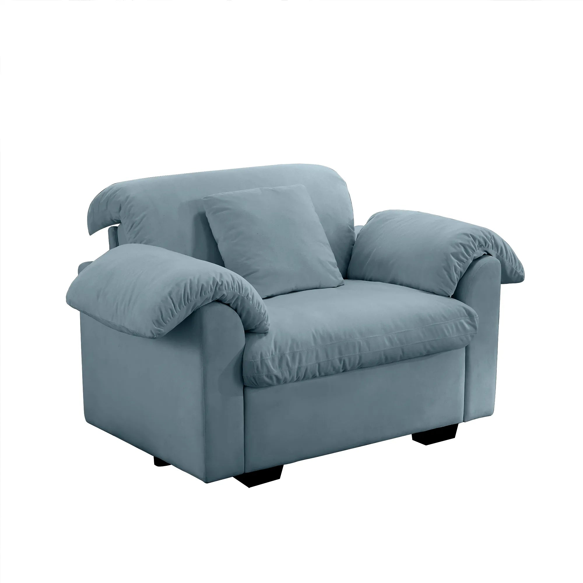 Modern Velvet Cloud Comfort Accent Chair with Ottoman & Storage