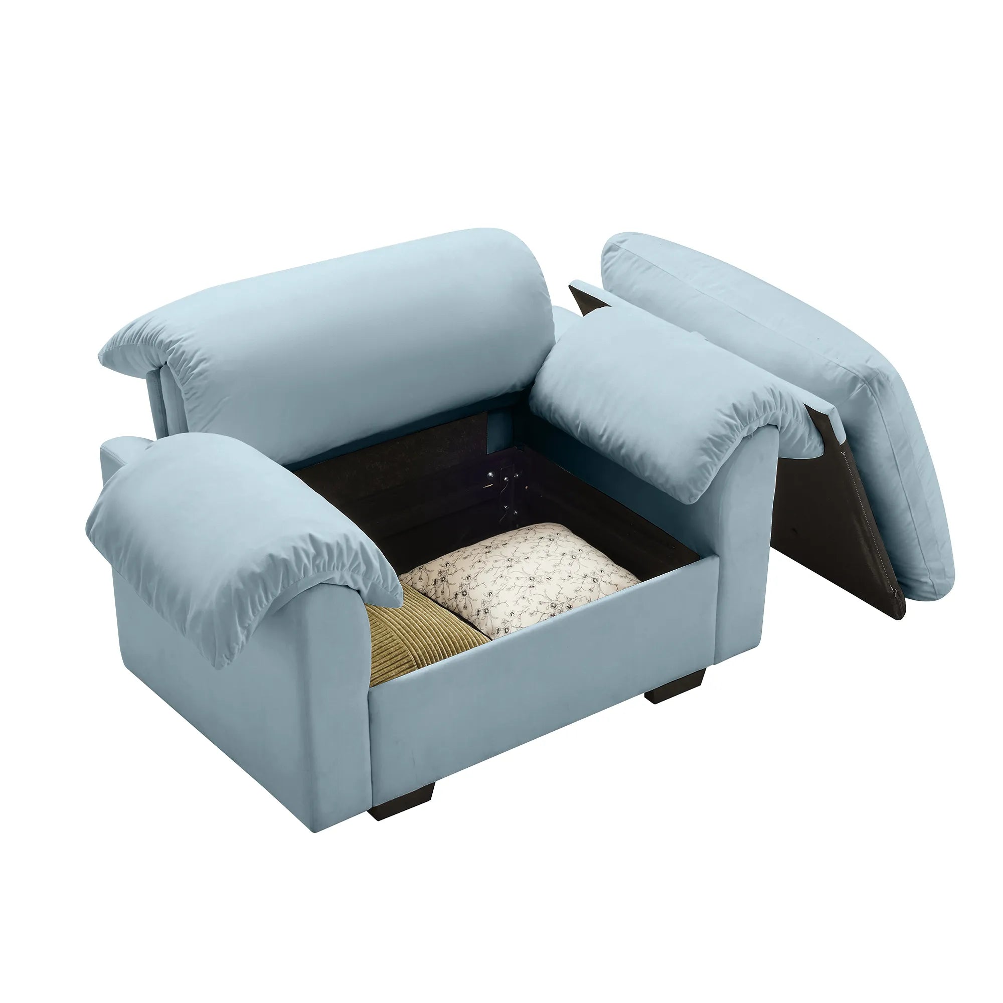 Modern Velvet Cloud Comfort Accent Chair with Ottoman & Storage