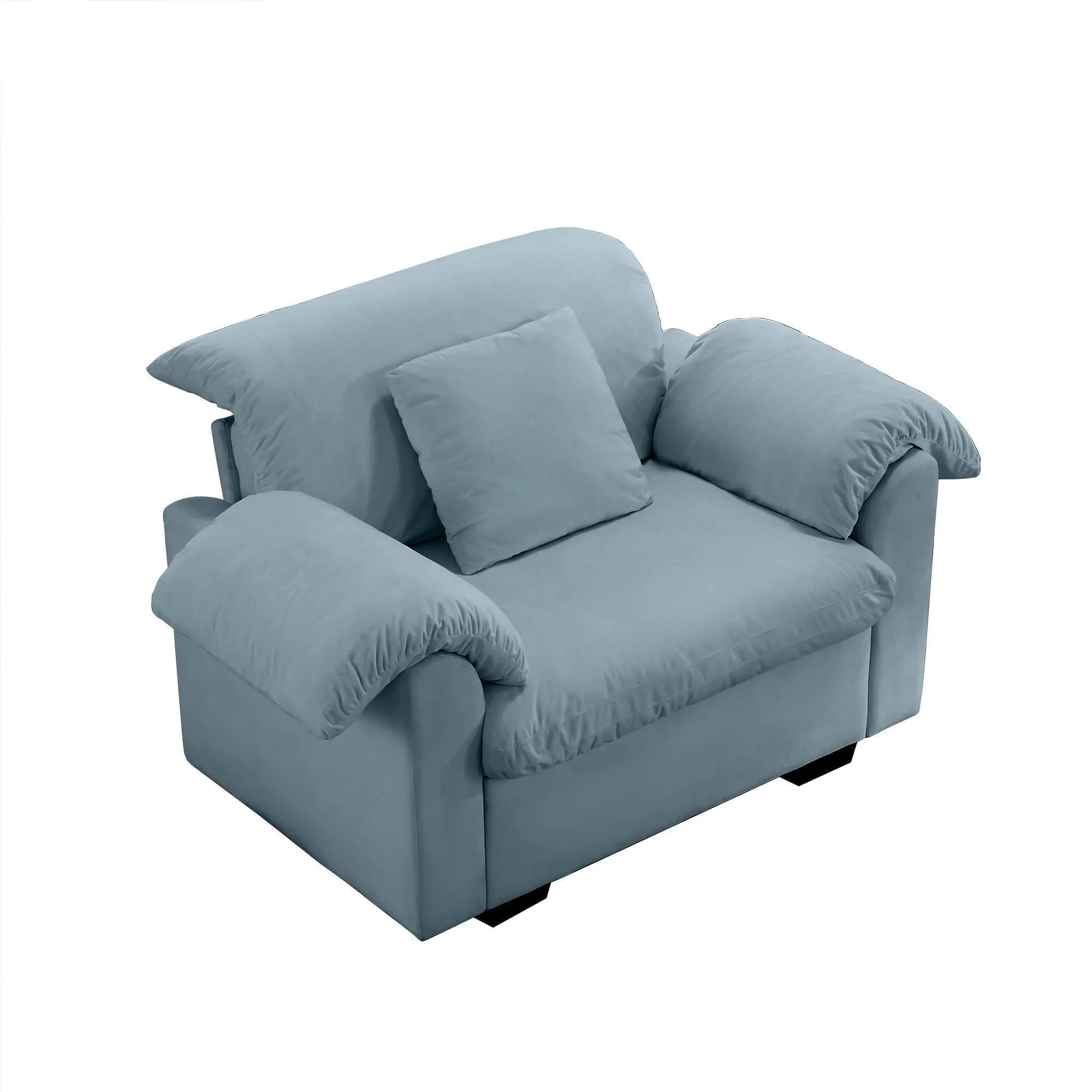 Modern Velvet Cloud Comfort Accent Chair with Ottoman & Storage