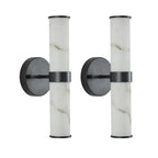 Modern Vertical Wall Sconce Set of 2, Imitation Marble Design