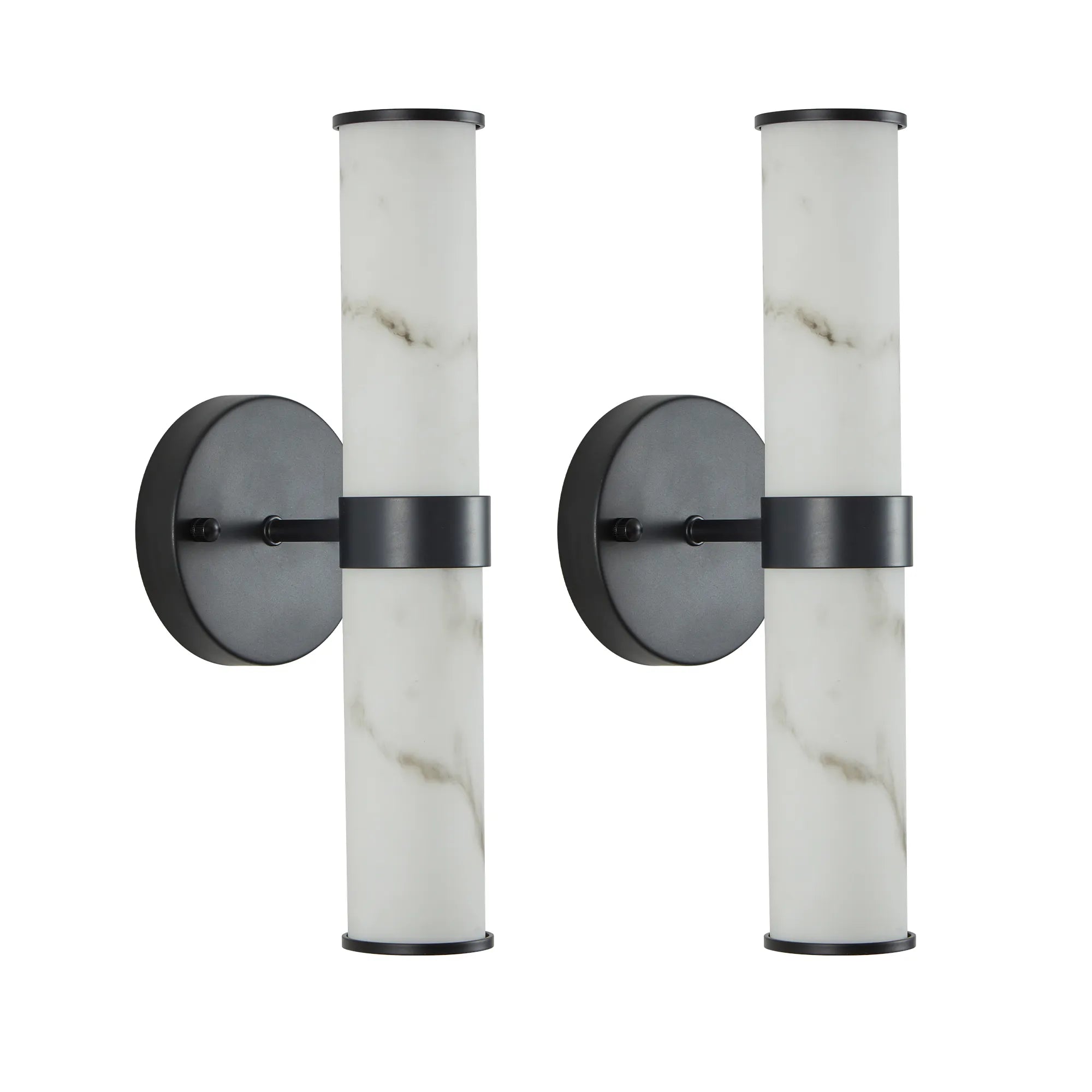 Modern Vertical Wall Sconce Set of 2, Imitation Marble Design