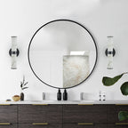 Modern Vertical Wall Sconce Set of 2, Imitation Marble Design