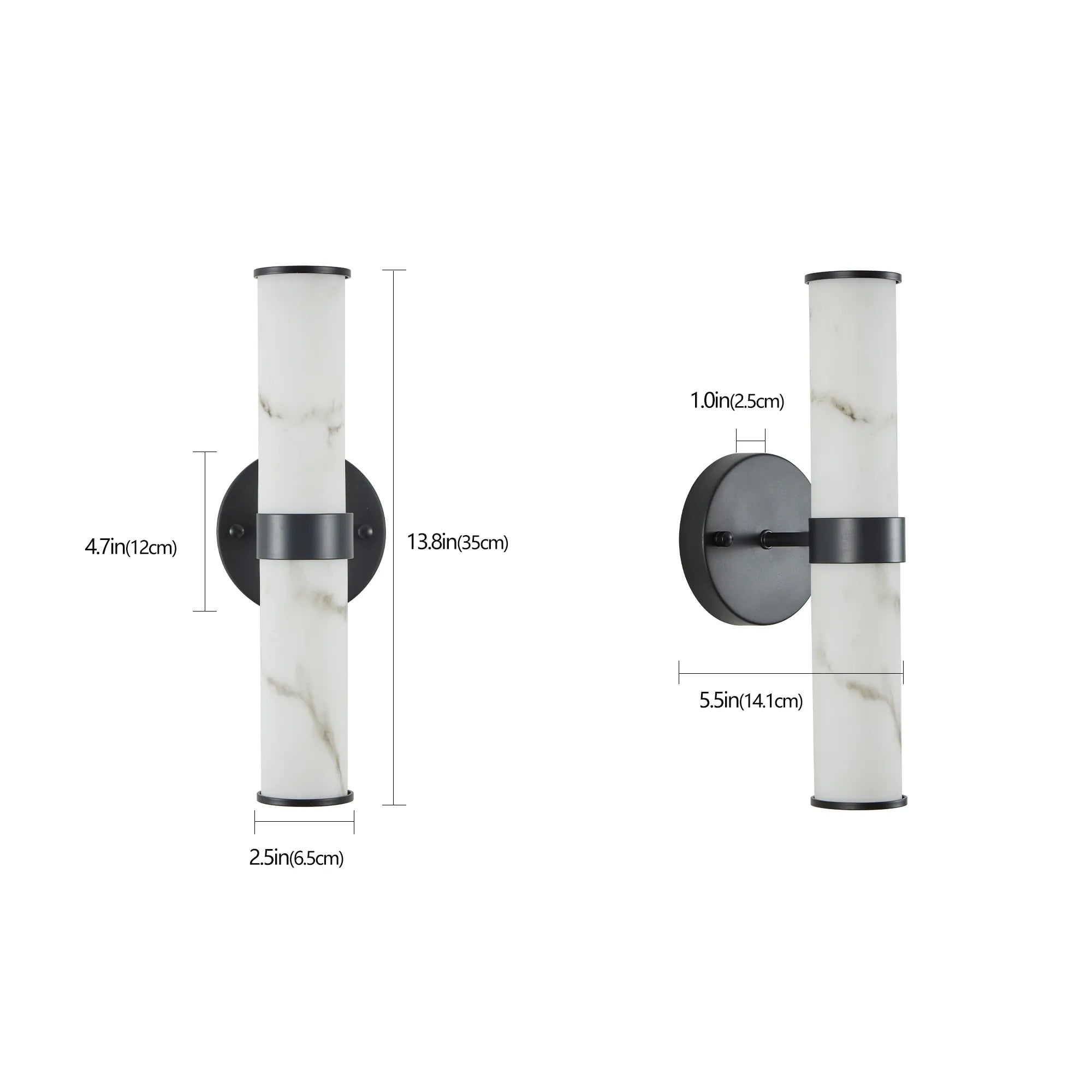 Modern Vertical Wall Sconce Set of 2, Imitation Marble Design