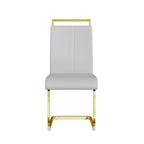 Modern White PU Leather Dining Chair Set With High Back And C-shaped Base