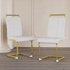 Modern White PU Leather Dining Chair Set With High Back And C-shaped Base