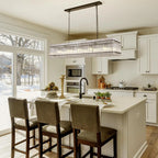 Modern 10-Light Rectangular Crystal Chandelier