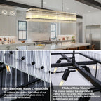 Modern 10-Light Rectangular Crystal Chandelier