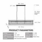 Modern 10-Light Rectangular Crystal Chandelier
