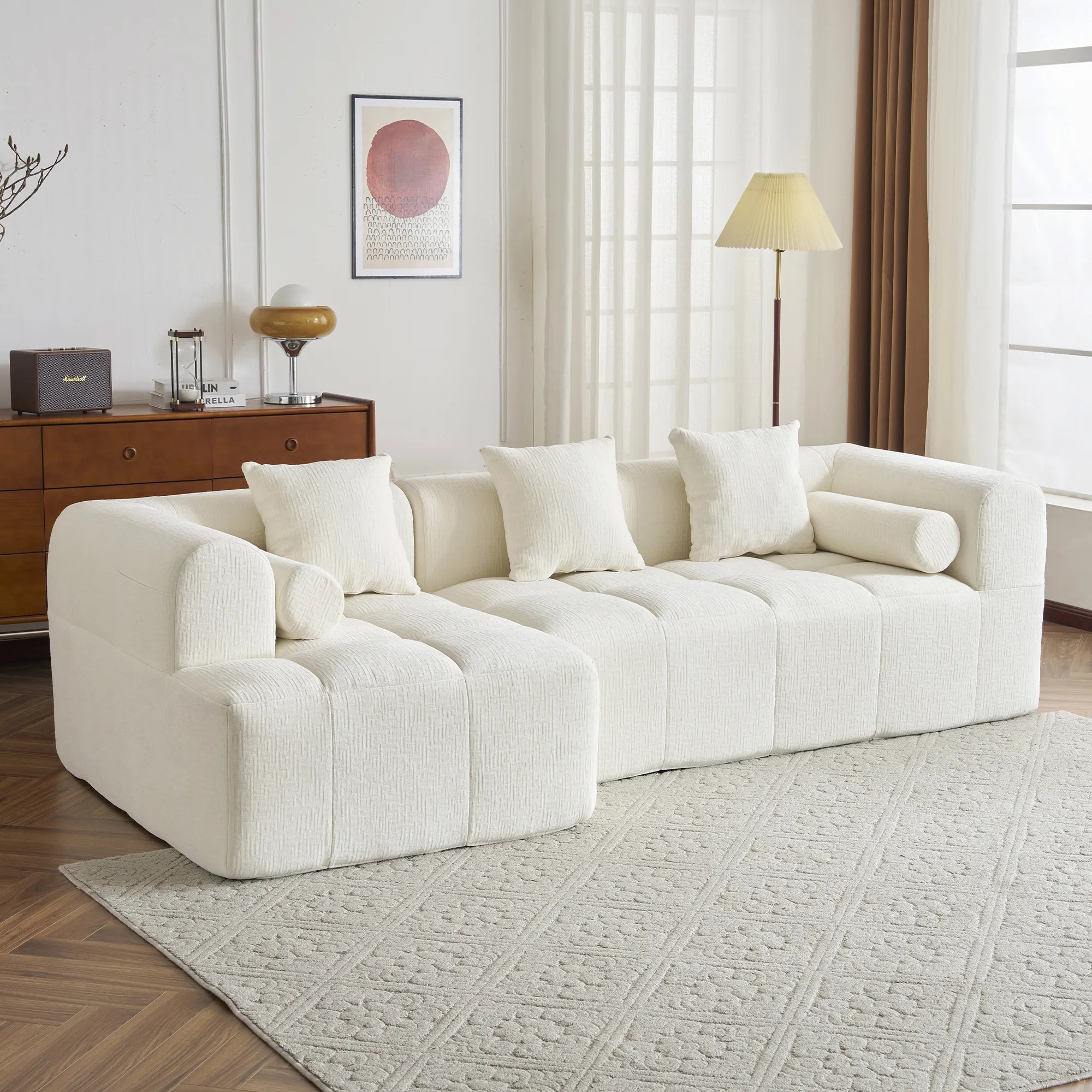 Modern 101” Modular Compressed Sofa with Deep Seats