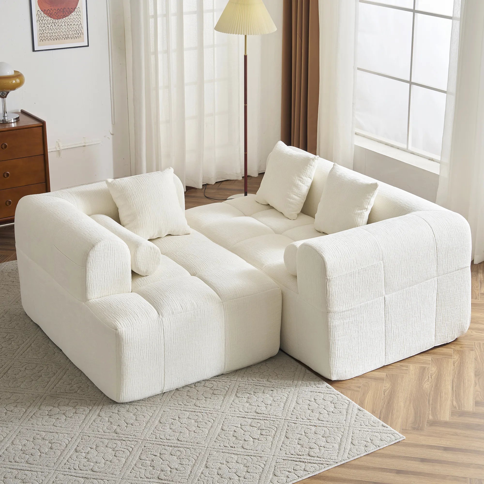 Modern 101” Modular Compressed Sofa with Deep Seats