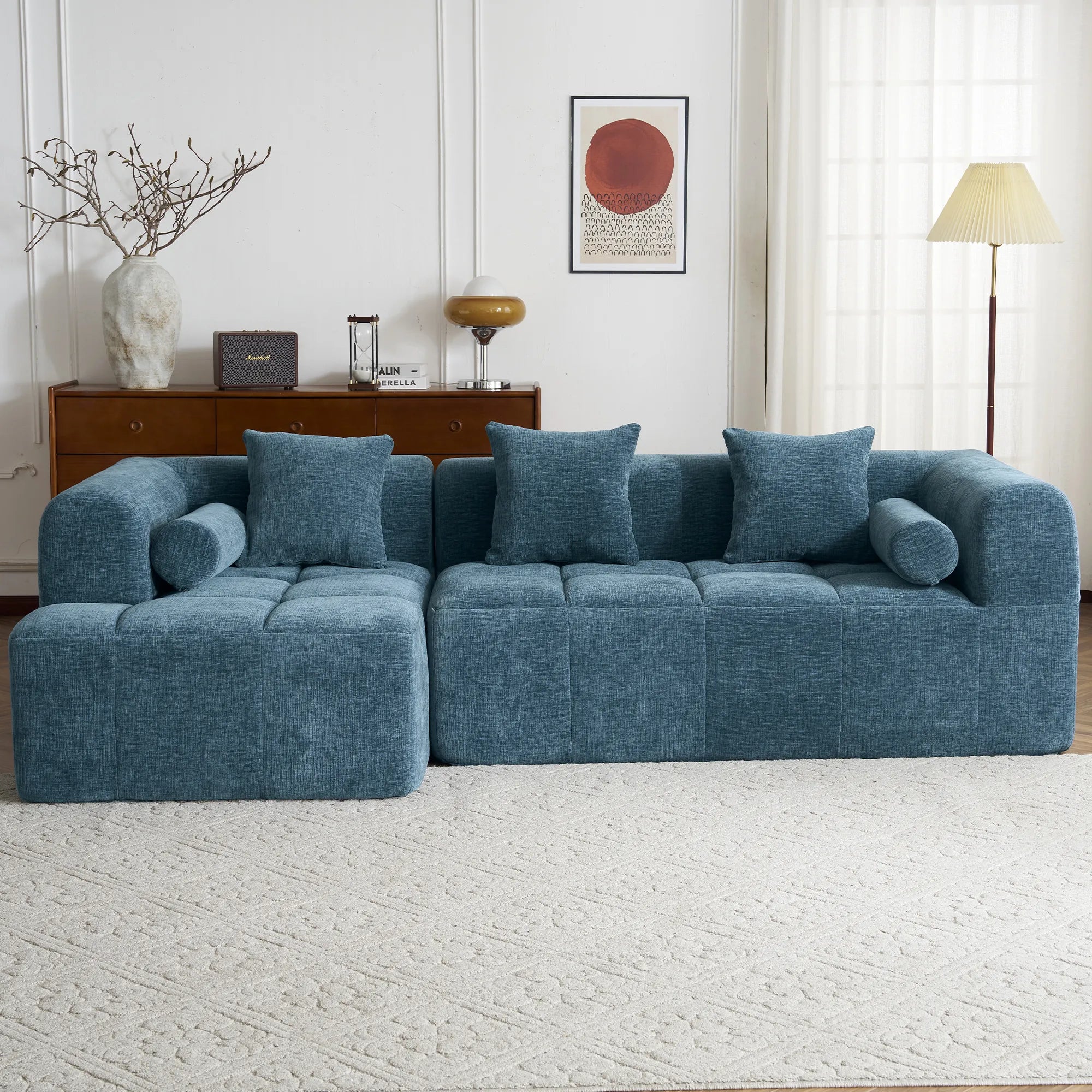 Modern 101” Modular Compressed Sofa with Deep Seats