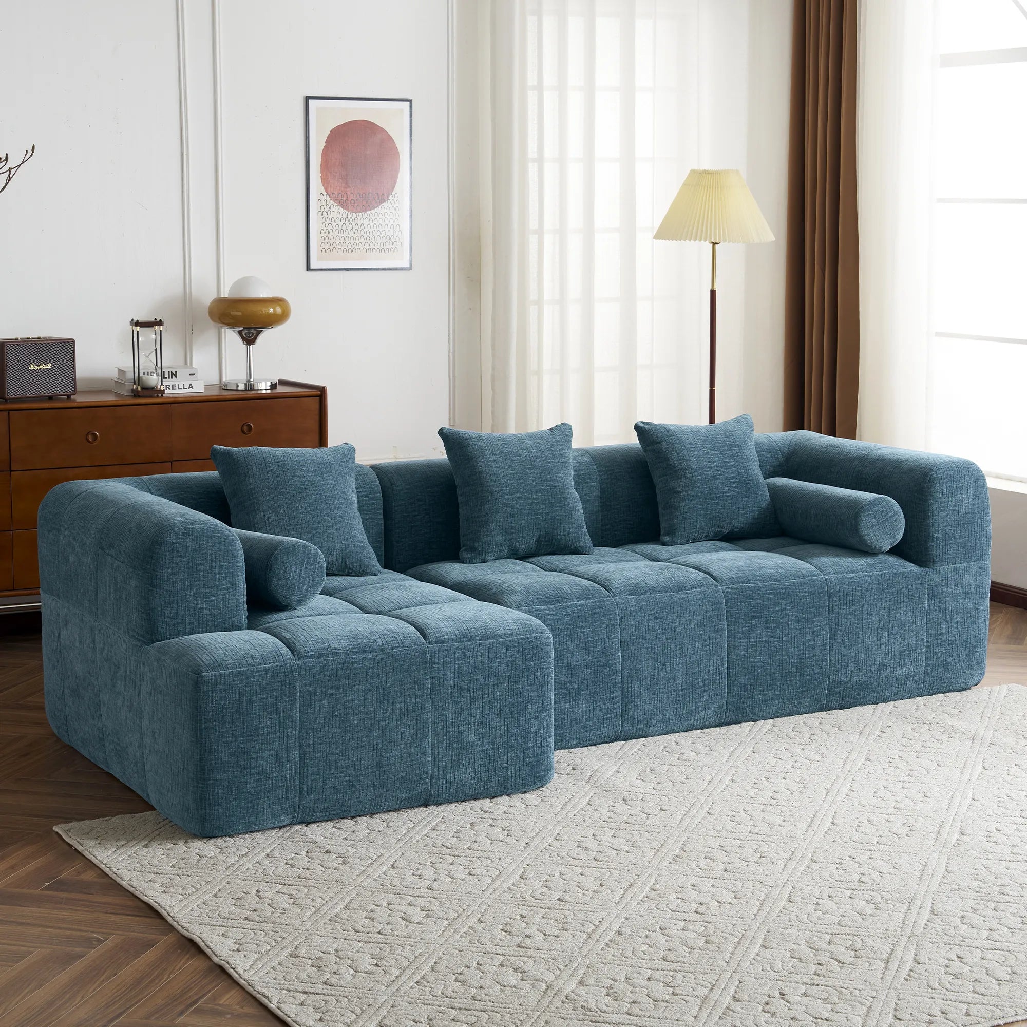 Modern 101” Modular Compressed Sofa with Deep Seats