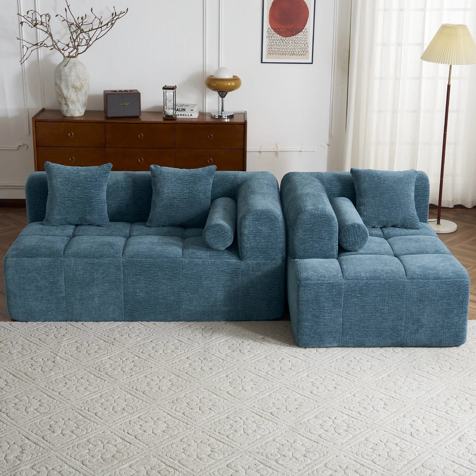 Modern 101” Modular Compressed Sofa with Deep Seats