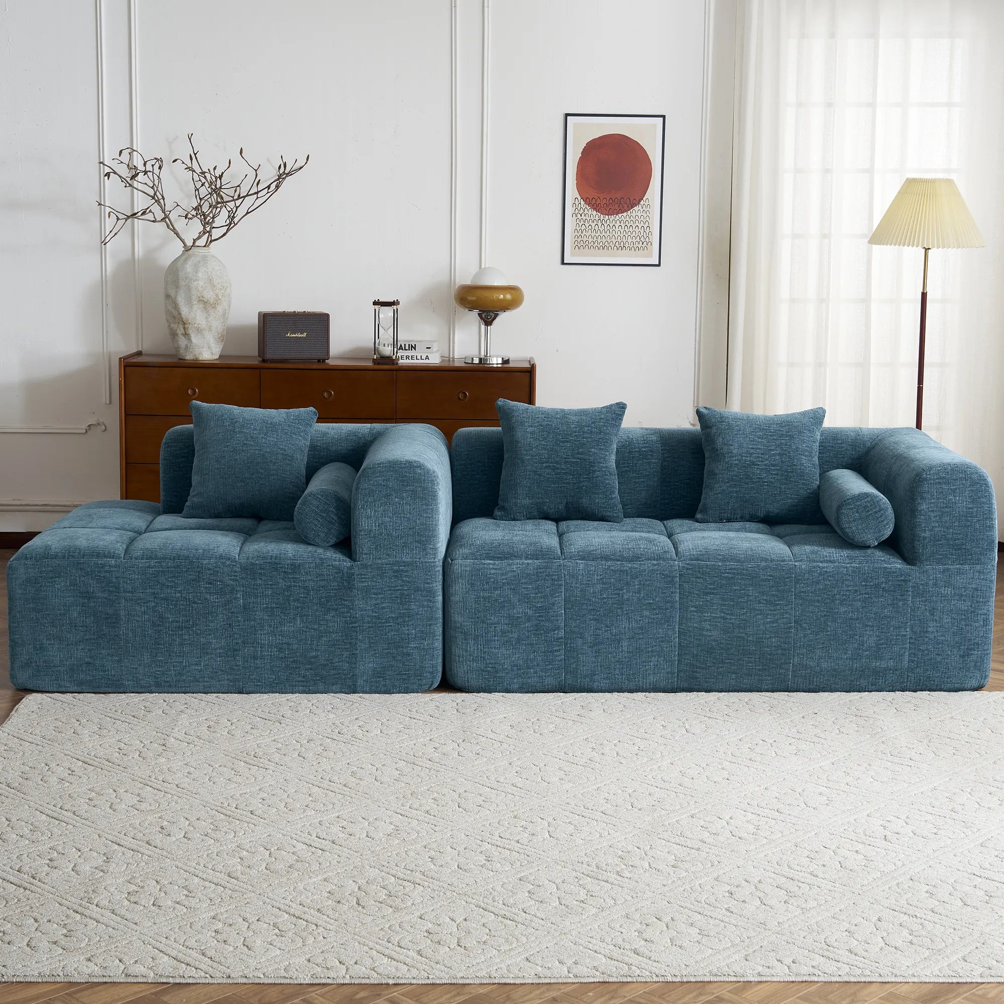 Modern 101” Modular Compressed Sofa with Deep Seats