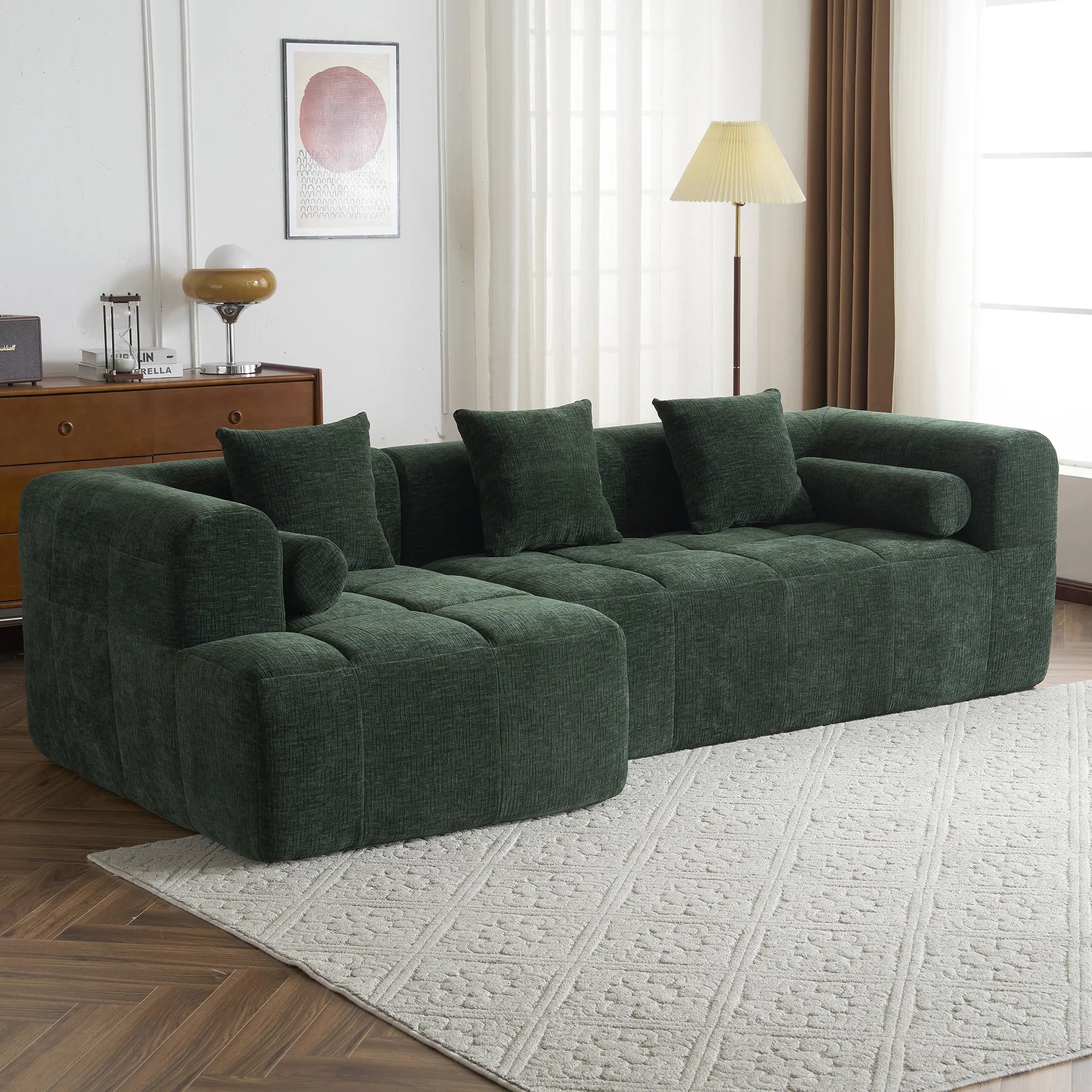 Modern 101” Modular Compressed Sofa with Deep Seats