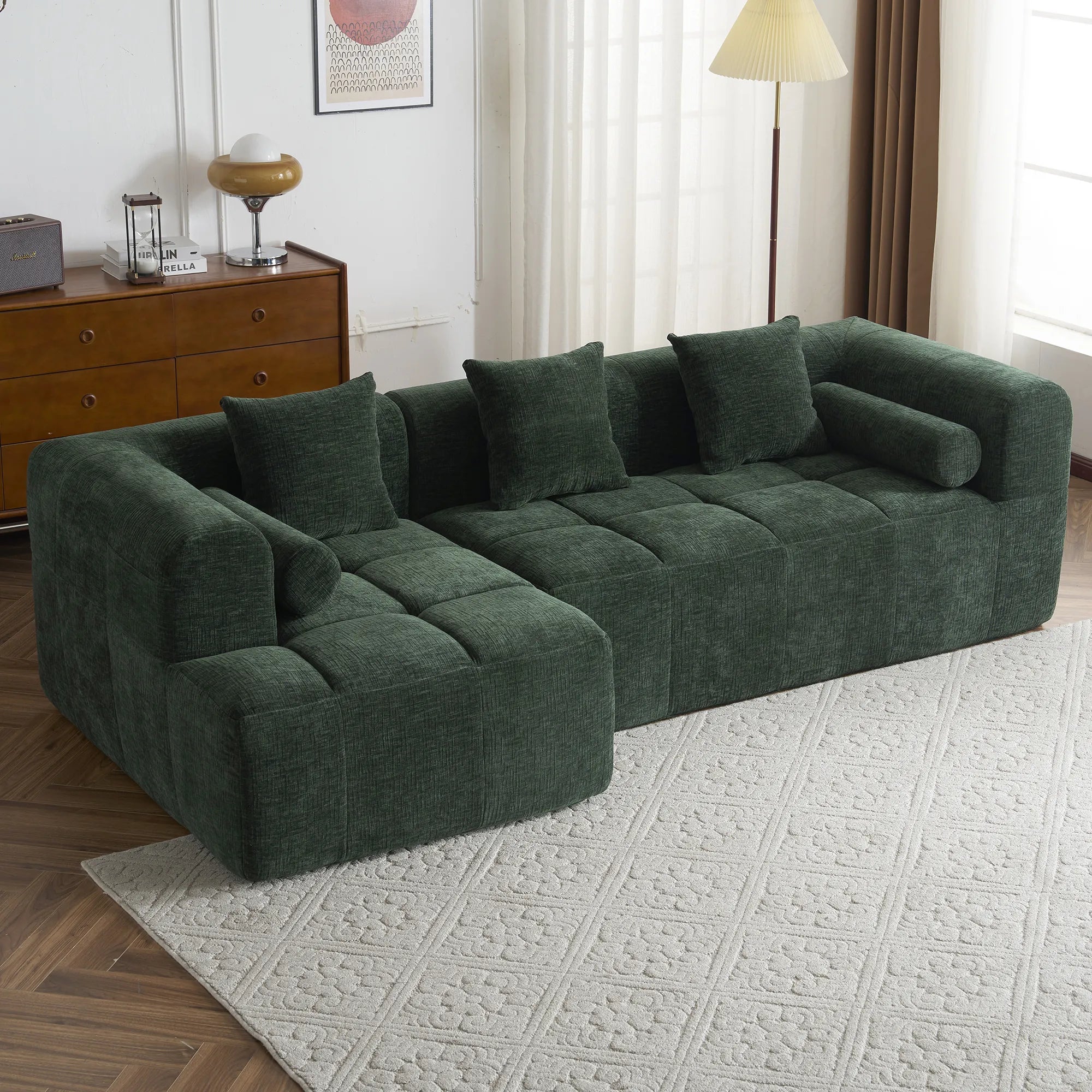 Modern 101” Modular Compressed Sofa with Deep Seats