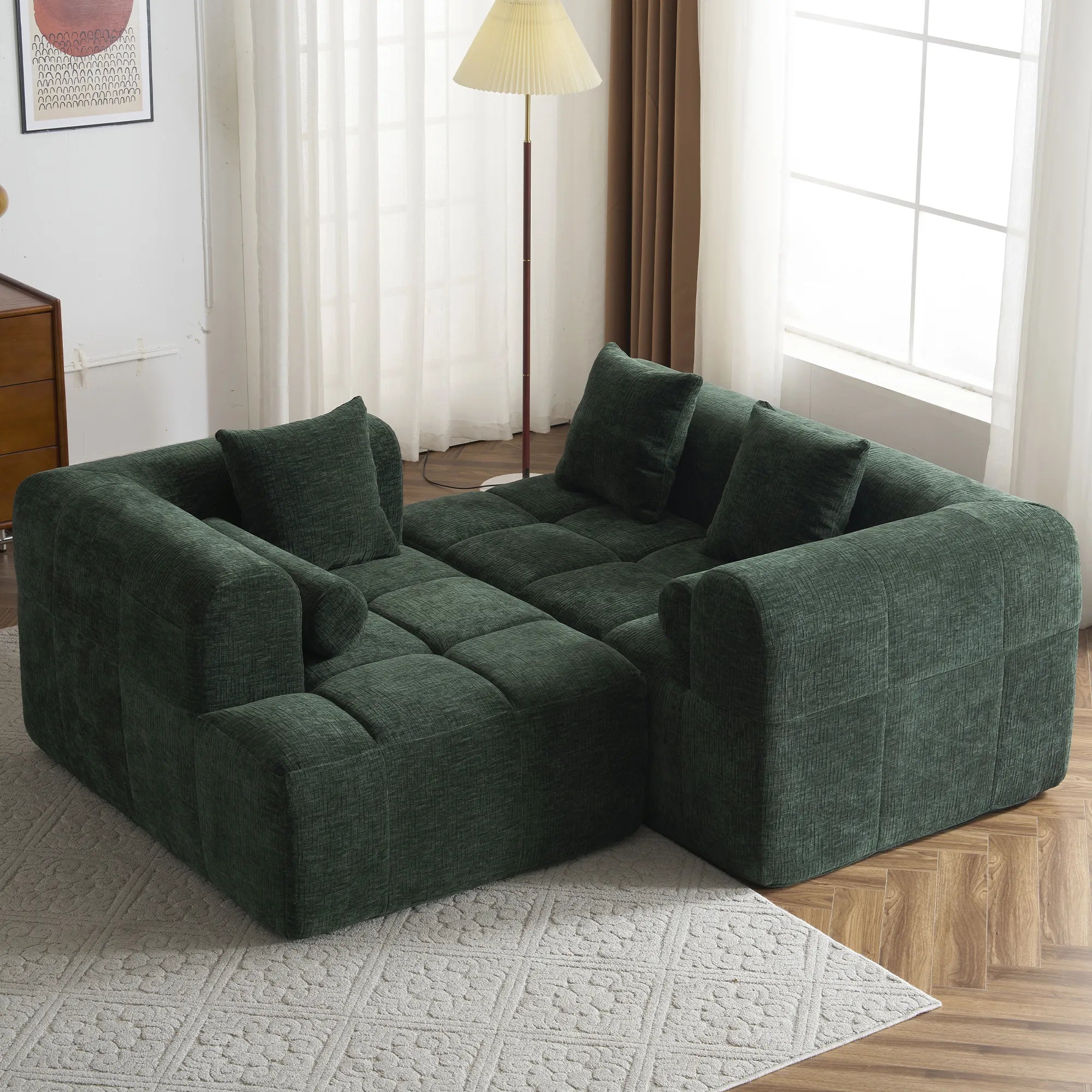 Modern 101” Modular Compressed Sofa with Deep Seats