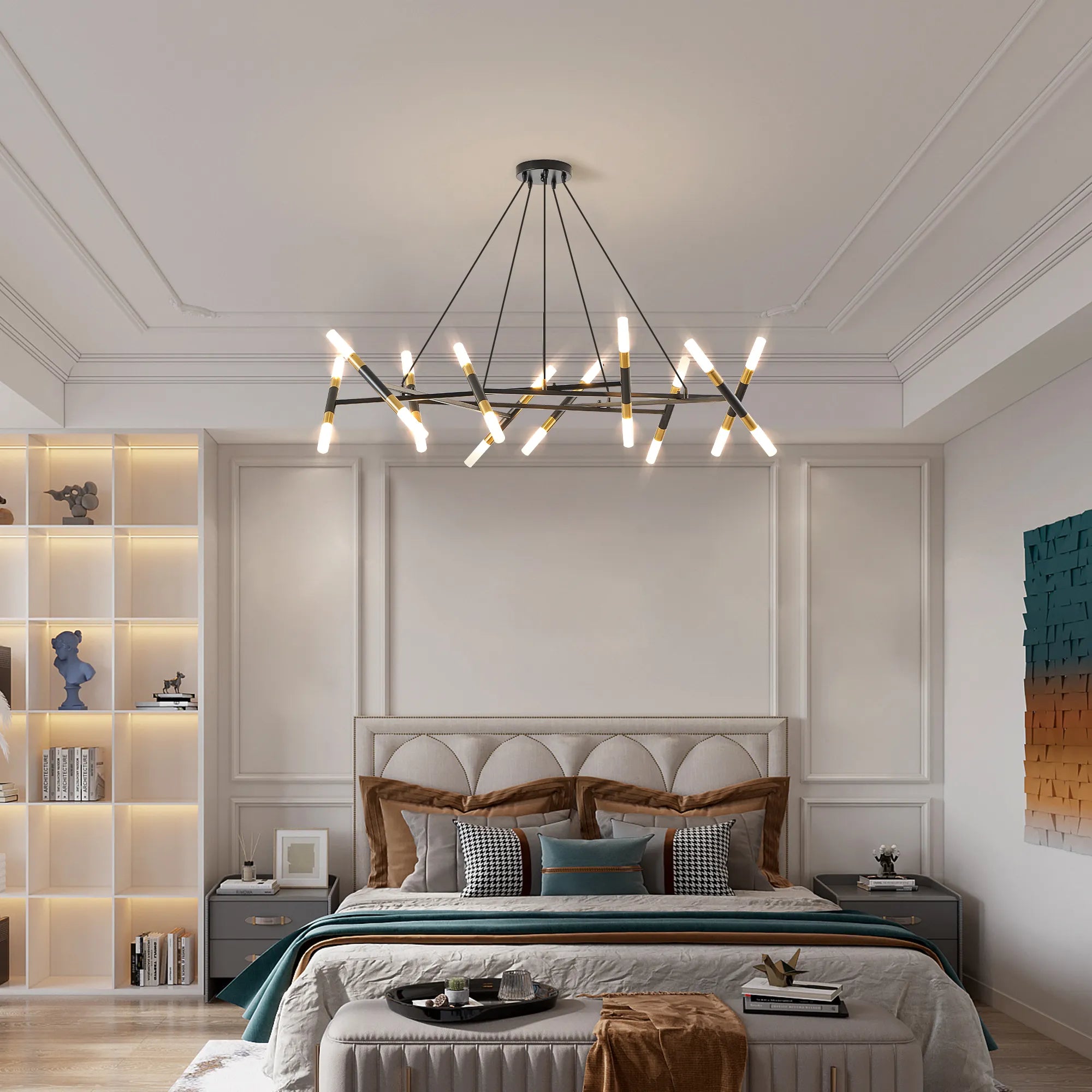 Modern 20 Lights Polygonal Chandelier Pendant Light